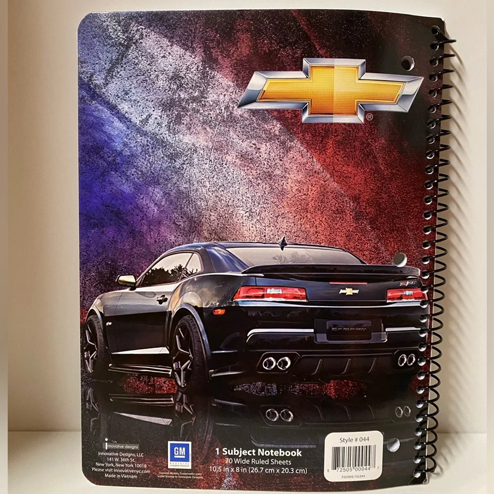 Camaro Notebook Bundle of 4 Red & Blue Spiral General Motors School Supplies GM